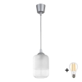 BRILAGI - LED-люстра на тросі RETRO GLASS 1xE27/60W/230V, діаметр 14 см, срібляста/біла