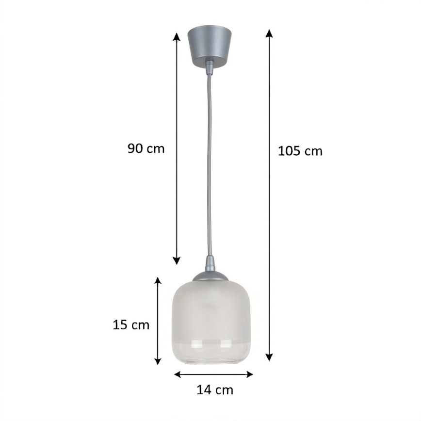 BRILAGI - LED-люстра на тросі RETRO GLASS 1xE27/60W/230V діаметр 14 см срібна/біла