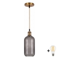 BRILAGI - LED-люстра на тросі RETRO GLASS 1xE27/60W/230V діаметр 14 см золота/димчасто-сіра