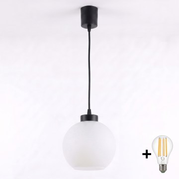 BRILAGI - LED-люстра на тросі RETRO GLASS 1xE27/60W/230V діаметр 15 см чорна/біла