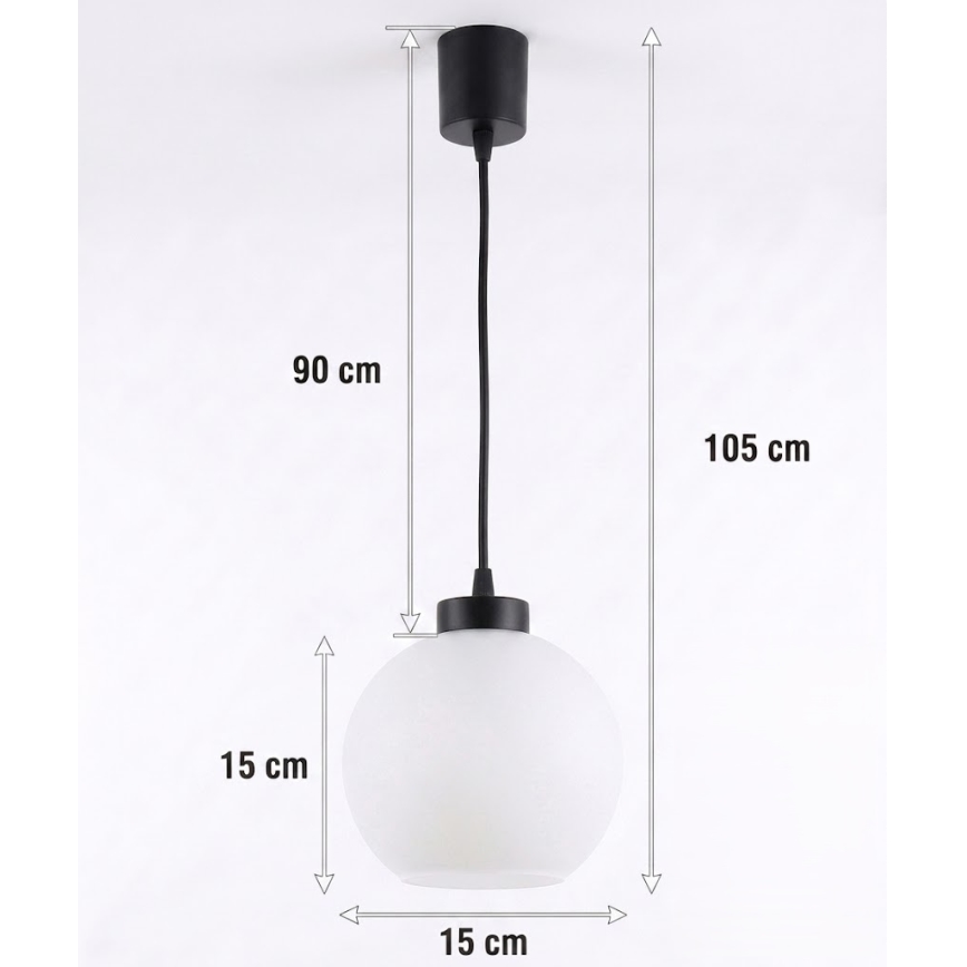 BRILAGI - LED-люстра на тросі RETRO GLASS 1xE27/60W/230V діаметр 15 см чорна/біла
