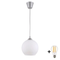 BRILAGI - LED-люстра на тросі RETRO GLASS 1xE27/60W/230V, діаметр 15 см, сріблястий/білий