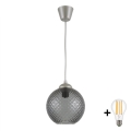 BRILAGI - LED-люстра на тросі RETRO GLASS 1xE27/60W/230V діаметр 18 см срібляста/димчасто-сіра