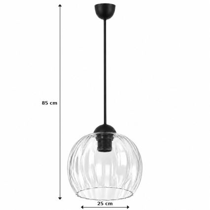BRILAGI - LED люстра на тросі RETRO GLASS 1xE27/60W/230V діаметр 25 см чорна/прозора