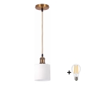 BRILAGI - LED Люстра на тросі RETRO GLASS 1xE27/60W/230V Ø 10 см золота/біла