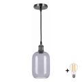 BRILAGI - LED люстра на тросі RETRO GLASS 1xE27/60W/230V Ø 14 см чорна/димчасто-сіра