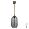 BRILAGI - LED-люстра на тросі RETRO GLASS 1xE27/60W/230V Ø 14 см коричнева/димчасто-сіра