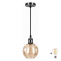 BRILAGI - LED Люстра на тросі RETRO GLASS 1xE27/60W/230V Ø 18 см чорна/димчасто-коричнева