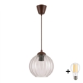BRILAGI - LED люстра на тросі RETRO GLASS 1xE27/60W/230V Ø 18 см, коричнева/прозора