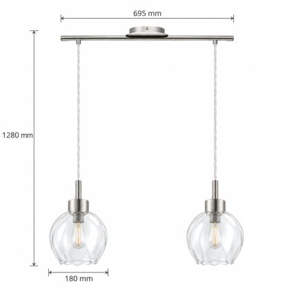 BRILAGI - LED Люстра на тросі RETRO GLASS 2xE27/60W/230V матовий хром/прозоре
