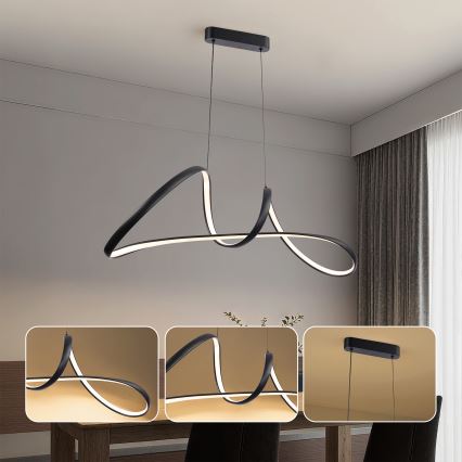 Brilagi - Світлодіодна регульована підвісна люстра на тросі TWISTER LED/60W/230V 3000-6000K чорна + дистанційне керування