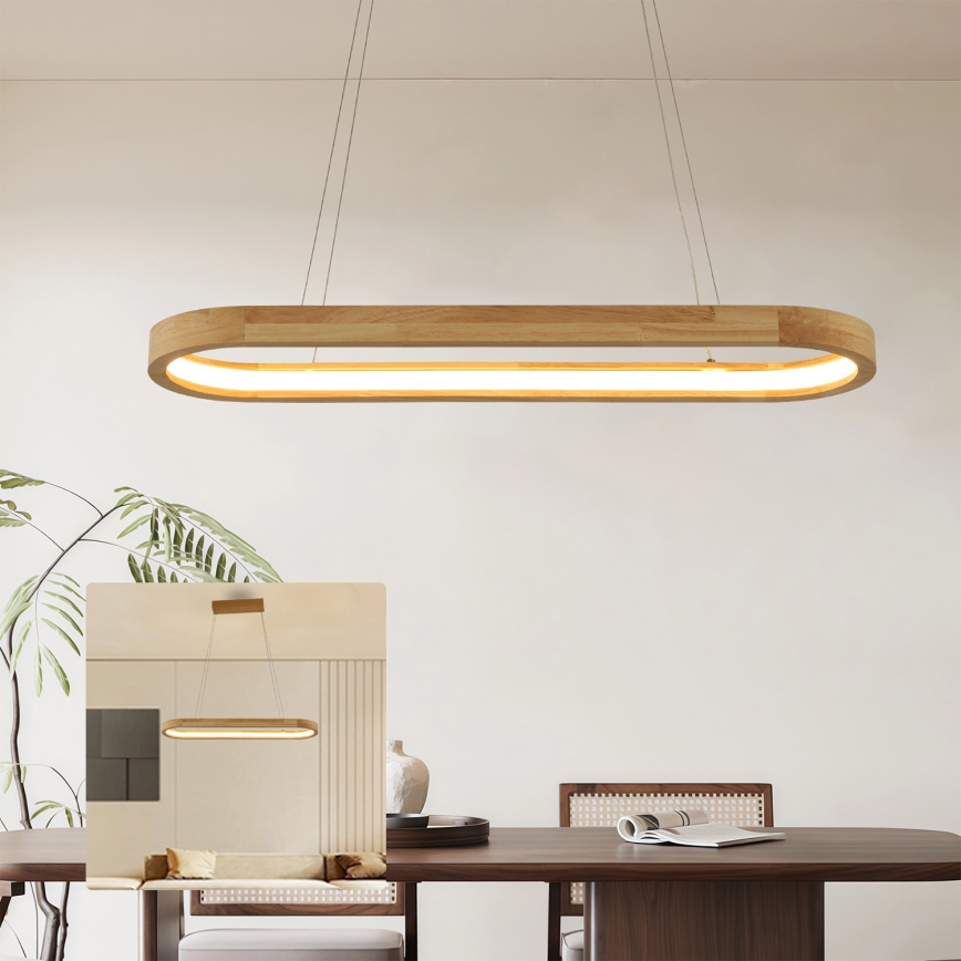 Brilagi - LED люстра на тросі UMEA WOOD LED/30W/230V 70x20 см, дерев'яна