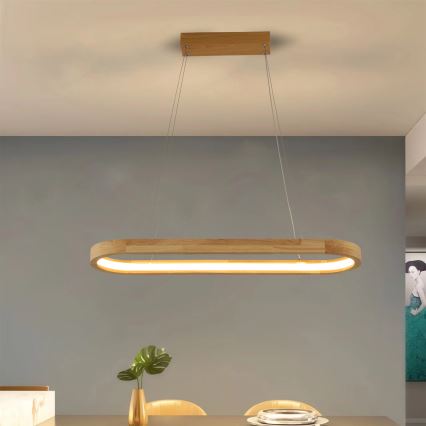 Brilagi - LED люстра на тросі UMEA WOOD LED/30W/230V 70x20 см, дерев'яна