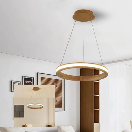 Brilagi - LED-люстра на тросі UMEA WOOD LED/30W/230V діам. 40 см, деревина гевеї
