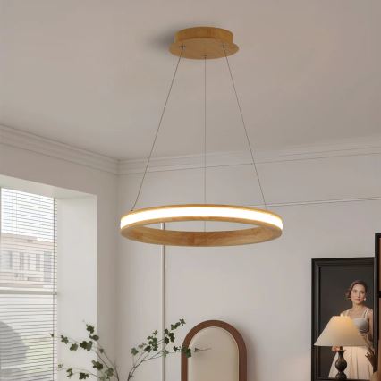 Brilagi - LED-люстра на тросі UMEA WOOD LED/30W/230V діам. 40 см, деревина гевеї