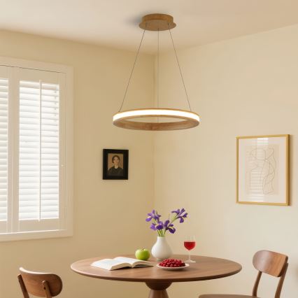 Brilagi - LED-люстра на тросі UMEA WOOD LED/30W/230V діам. 40 см, деревина гевеї