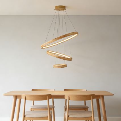 Brilagi - LED-люстра на тросі UMEA WOOD LED/45W/230V, діаметр 60 см, дерев'яна