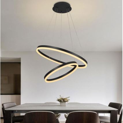 Brilagi - підвісна LED-люстра на тросі CIRCLE, з регулюванням яскравості LED/70W/230V 3000–6500K Ø 60 см, чорна + пульт дистанційного керування
