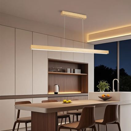 Brilagi - світлодіодна регульована люстра на тросі OAK SMART LED/30W/230V Wi‑Fi Tuya дуб + пульт дистанційного керування