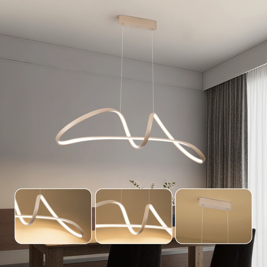Brilagi - LED підвісна люстра з можливістю затемнення на тросі TWISTER LED/60W/230V 3000-6000K бежевого кольору + пульт дистанційного керування