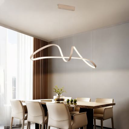 Brilagi - LED підвісна люстра з можливістю затемнення на тросі TWISTER LED/60W/230V 3000-6000K бежевого кольору + пульт дистанційного керування