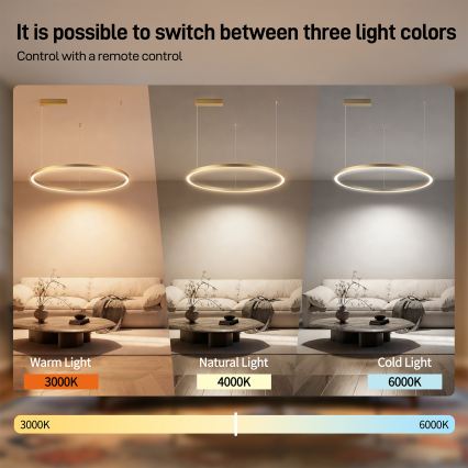 Brilagi - LED затемнювана підвісна люстра на тросі PORTOFINO LED/60W/230V 3000-6000K діам. 80 cm золота + дистанційне керування