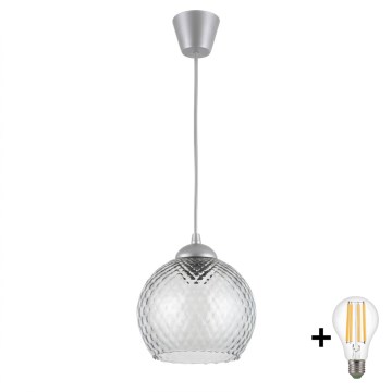 BRILAGI - LED-люстра на кабелі RETRO GLASS 1xE27/60W/230V діам. 25 см срібляста/димчасто-сіра