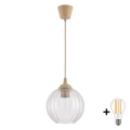 BRILAGI - LED люстра на кабелі RETRO GLASS 1xE27/60W/230V діаметр 18 см бежева/прозора