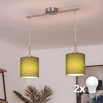 Brilagi - LED-люстра NUBILA на тросе 2xE27/60W/230V зелёная