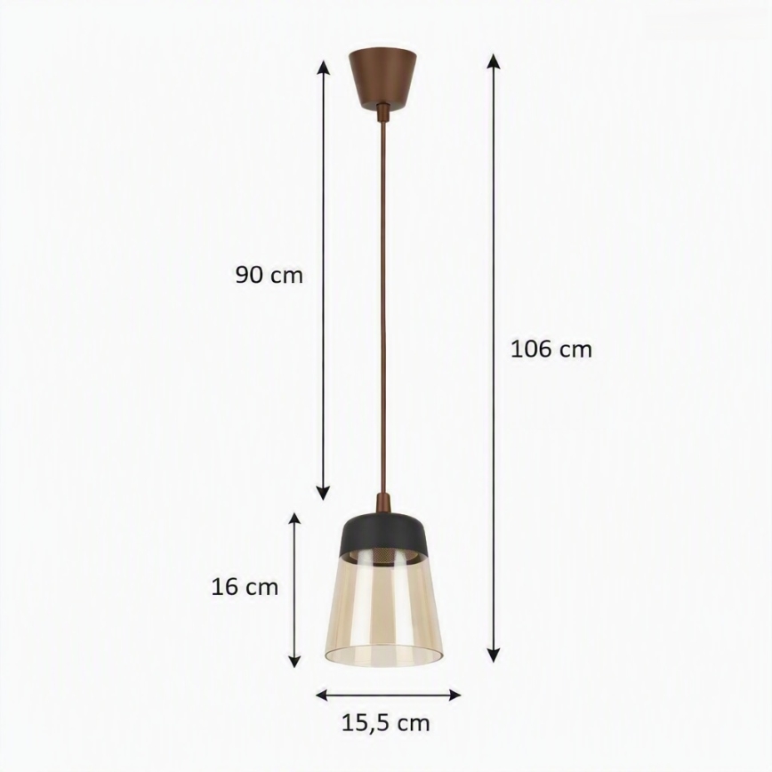 BRILAGI - светодиодная люстра на тросе RETRO GLASS 1xE27/60W/230V Ø 15,5 см коричневый/дымчатый бежевый/черный
