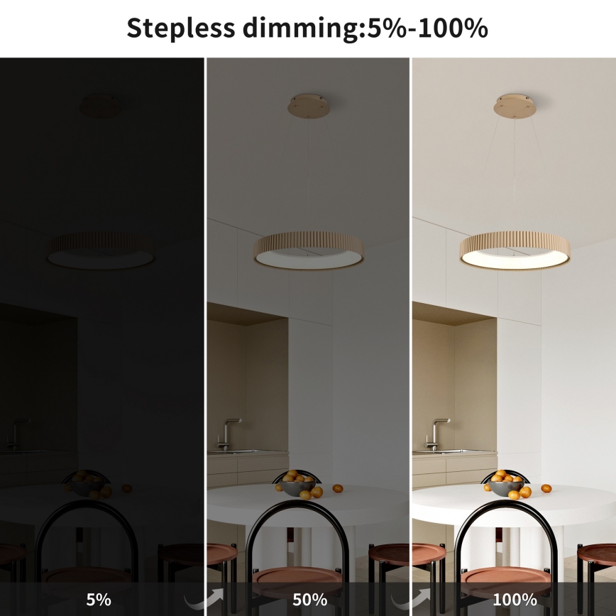 Brilagi - LED диммируемая подвесная люстра на тросе FALCON MODERN LED/30W/230V 3000-6500K 40 cm бежевая + пульт дистанционного управления