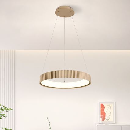 Brilagi - LED диммируемая подвесная люстра на тросе FALCON MODERN LED/30W/230V 3000-6500K 40 cm бежевая + пульт дистанционного управления
