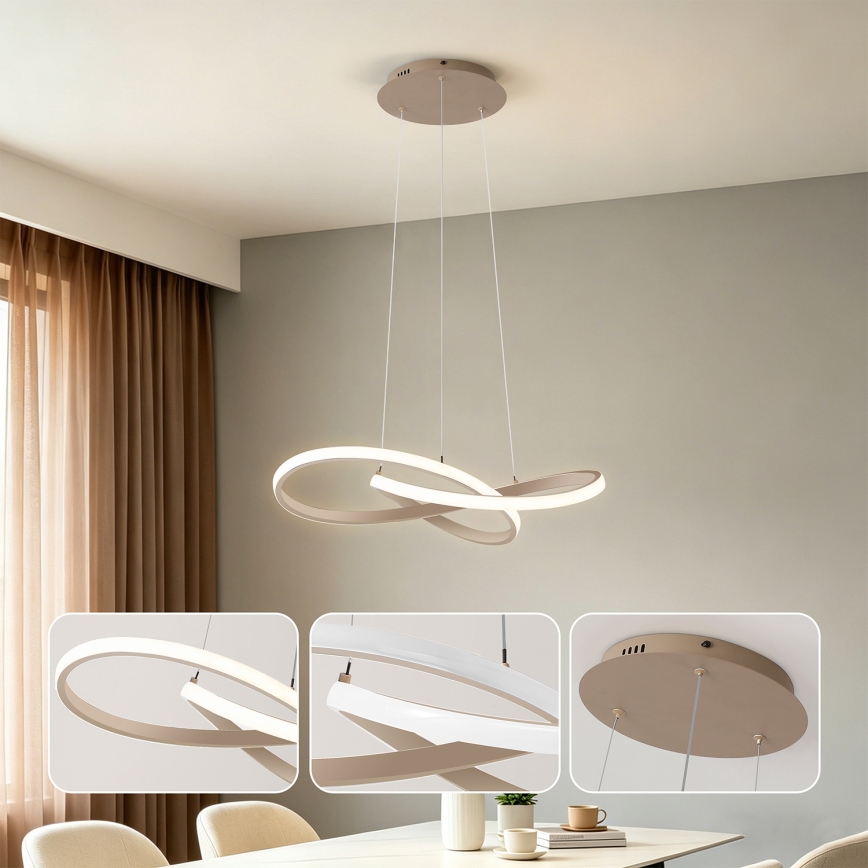 BRILAGI - LED-люстра з диммером на тросі INFINITY LED/55 Вт/230 В 3000-6000K 50x50 см бежева + пульт дистанційного керування