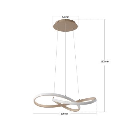 BRILAGI - LED-люстра з диммером на тросі INFINITY LED/55 Вт/230 В 3000-6000K 50x50 см бежева + пульт дистанційного керування