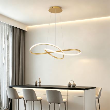 Brilagi - LED затемнювана підвісна люстра на тросі INFINITY LED/80W/230V 3000-6000K 80x80 cm золота + з пультом дистанційного керування
