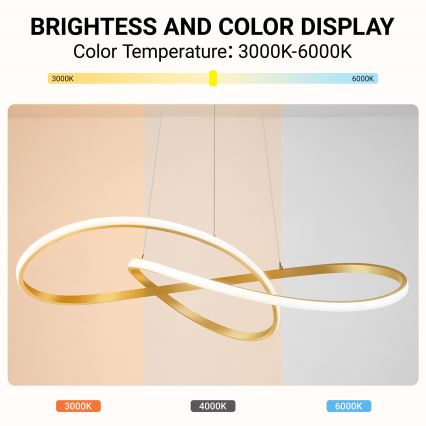 Brilagi - LED затемнювана підвісна люстра на тросі INFINITY LED/80W/230V 3000-6000K 80x80 cm золота + з пультом дистанційного керування