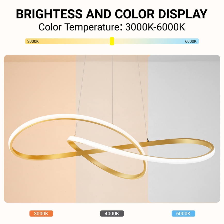 Brilagi - LED затемнювана підвісна люстра на тросі INFINITY LED/80W/230V 3000-6000K 80x80 cm золота + з пультом дистанційного керування