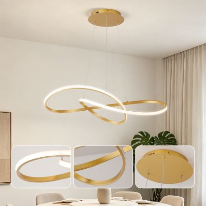 Brilagi - LED затемнювана підвісна люстра на тросі INFINITY LED/80W/230V 3000-6000K 80x80 cm золота + з пультом дистанційного керування