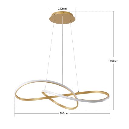 Brilagi - LED затемнювана підвісна люстра на тросі INFINITY LED/80W/230V 3000-6000K 80x80 cm золота + з пультом дистанційного керування