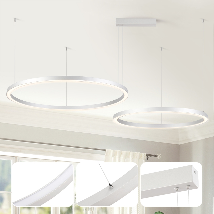 Brilagi - LED-люстра з регулюванням яскравості на тросі PORTOFINO LED/98W/230V 3000-6000K срібляста + пульт дистанційного керування