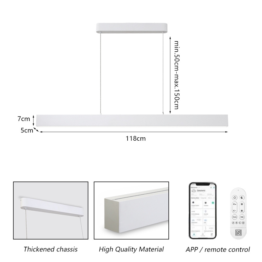 Brilagi - Світлодіодна підвісна люстра з регулюванням яскравості SLEEKLINE SMART LED/40W/230V 3000-6000K Wi-Fi Tuya білий + пульт дистанційного керування