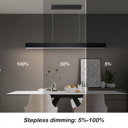 Brilagi - Світлодіодна підвісна люстра з регулюванням яскравості SLEEKLINE SMART LED/40W/230V 3000-6000K Wi-Fi Tuya чорний + пульт дистанційного керування