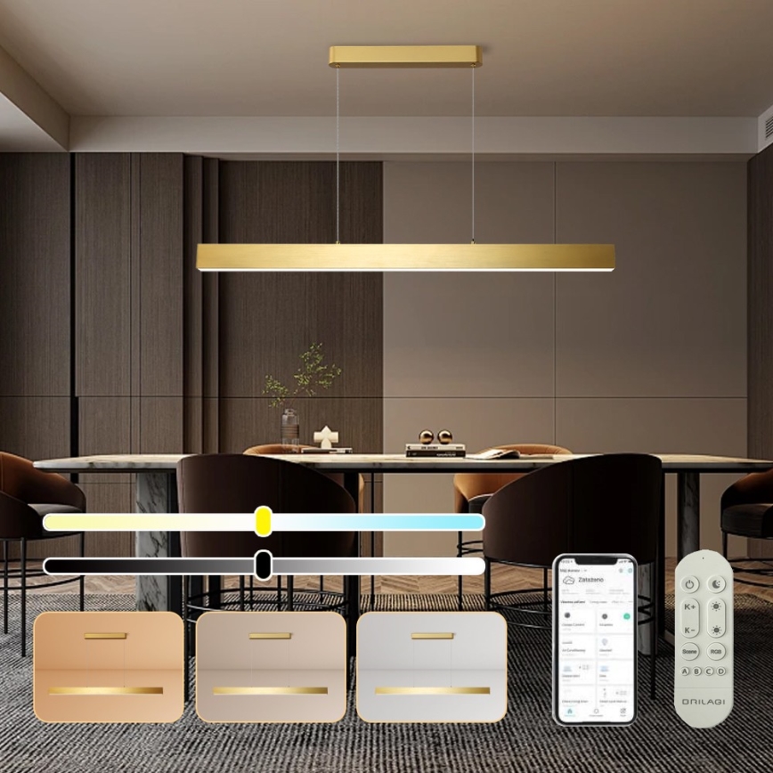 Brilagi - Світлодіодна підвісна люстра з регулюванням яскравості SLEEKLINE SMART LED/40W/230V 3000-6000K Wi-Fi Tuya золотистий + пульт дистанційного керування