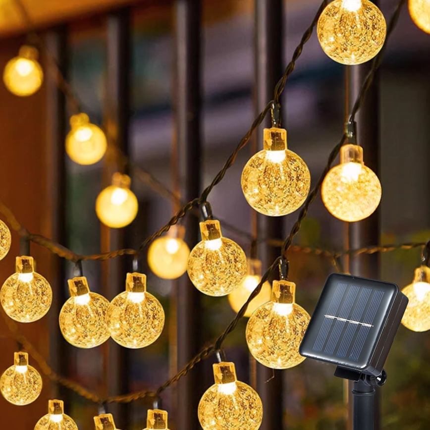 Brilagi - LED На сонячній батареї декоративна гірлянда BUBBLE 50xLED/8 функцій 7м IP65 теплий білий 600 mAh