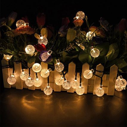 Brilagi - LED На сонячній батареї декоративна гірлянда BUBBLE 50xLED/8 функцій 7м IP65 теплий білий 600 mAh