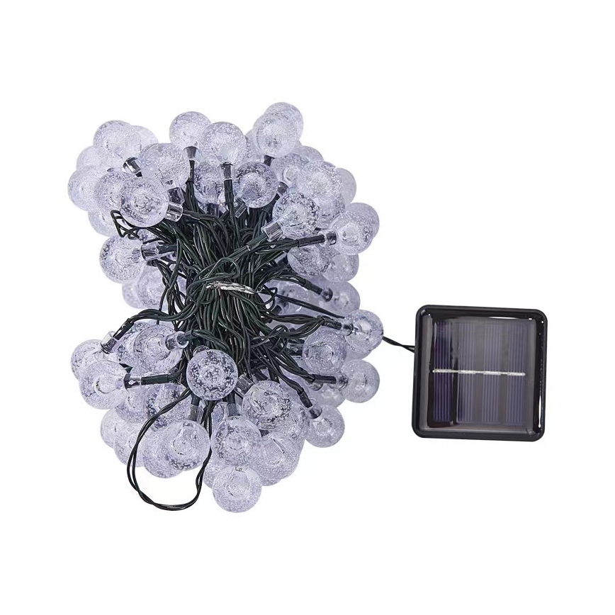 Brilagi - LED На сонячній батареї декоративна гірлянда BUBBLE 50xLED/8 функцій 7м IP65 теплий білий 600 mAh