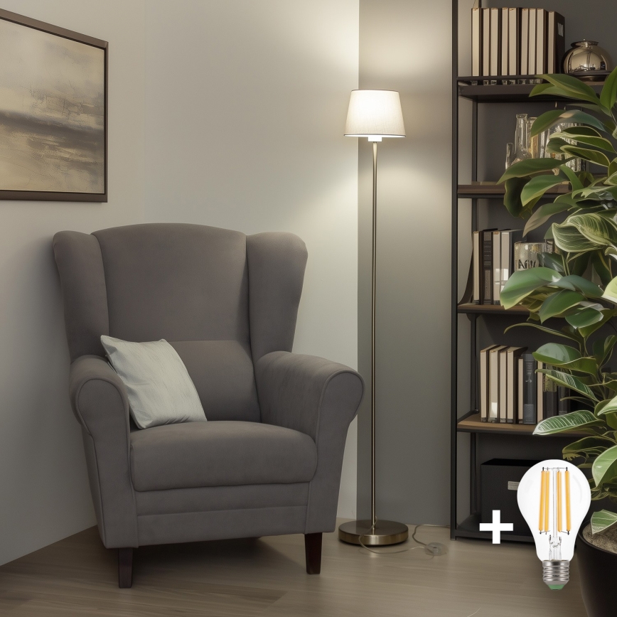 Brilagi - LED напольный торшер CERIA 1xE27/40W/230V Ø 20,5 см серый/матовый хром