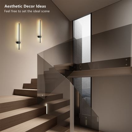 Brilagi - Светодиодный уличный настенный светильник AURA LED/12W/230V 3000K IP54 65 cm чёрный CRI 90