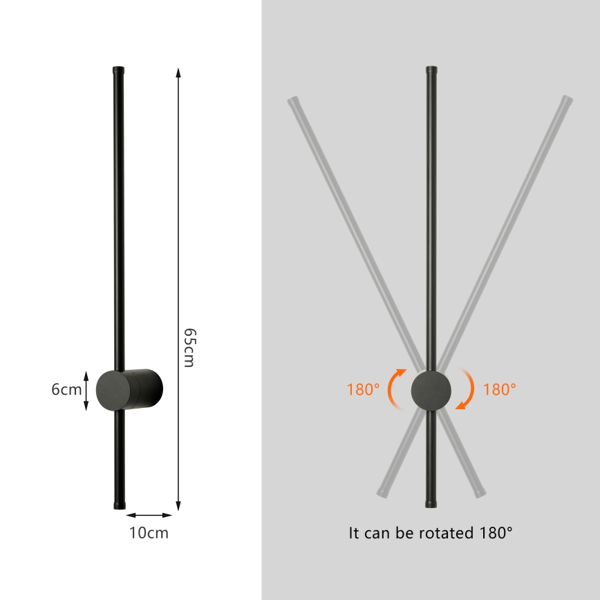 Brilagi - Светодиодный уличный настенный светильник AURA LED/12W/230V 3000K IP54 65 cm чёрный CRI 90