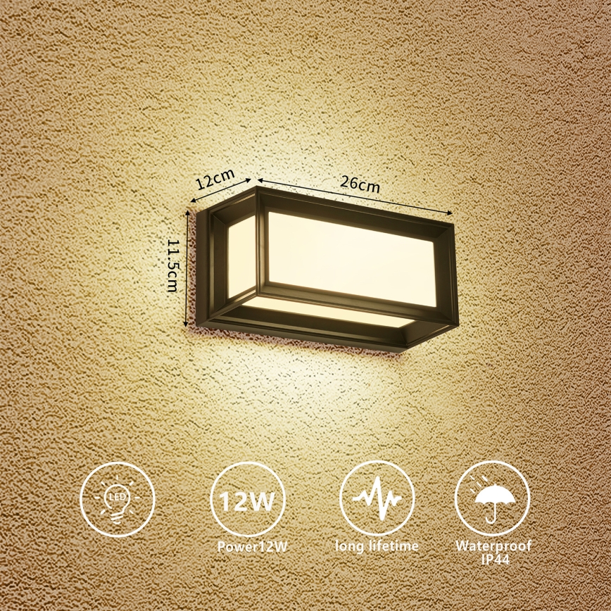 Brilagi - LED наружный настенный светильник PARKER LED/12W/230V черный IP44